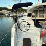 Excess 12 catamaran helm station with panoramic sailing views