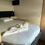 Fountaine Pajot Saba 50 catamaran forward cabin with double berth, storage and natural light