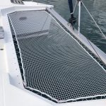 Fountaine Pajot Saba 50 catamaran bow trampoline with open views of the Caribbean Sea