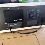 Fountaine Pajot Saba 50 catamaran navigation station with chart table and onboard instruments