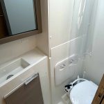 Lagoon 40 catamaran bathroom with separate shower and marine toilet