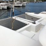 Lagoon 450 catamaran trampoline at the bow overlooking the Caribbean Sea