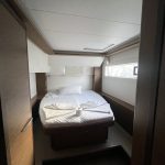Lagoon 46 catamaran aft cabin with double berth, storage and natural ventilation