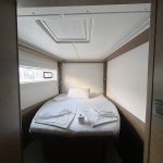 Lagoon 46 catamaran forward cabin with double berth, storage and opening ports