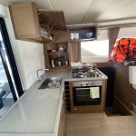 Lagoon 50 catamaran galley with storage, work surfaces and integrated appliances