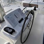 Lagoon 50 catamaran helm station with elevated steering position and navigation controls