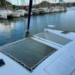 Lagoon 380 catamaran trampoline at the bow with sea view